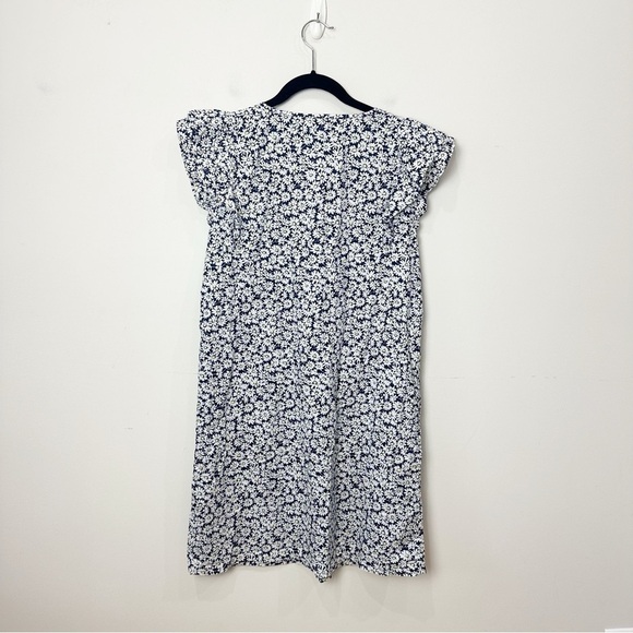 Jcrew Printed Flutter Sleeve Mini Dress Blue White Yellow Daisy Floral - Picture 3 of 9